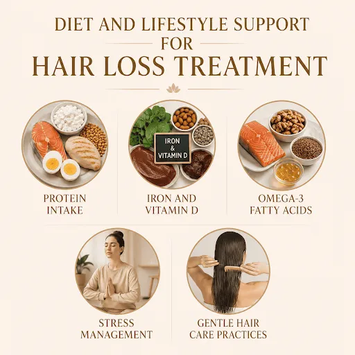 Diet and Lifestyle Support for Hair Loss Treatment Delhi