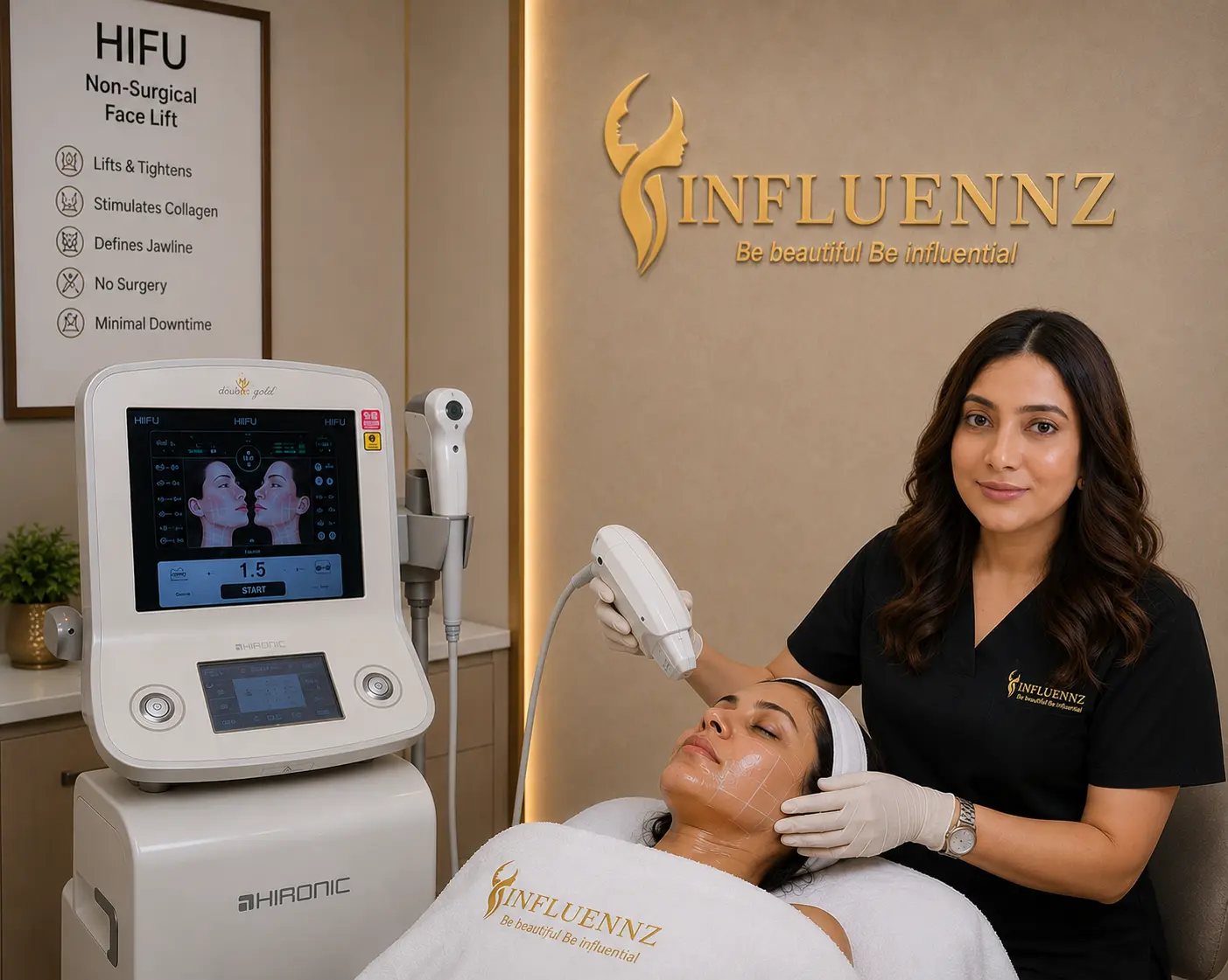 Dr Geetika performing HIFU procedure